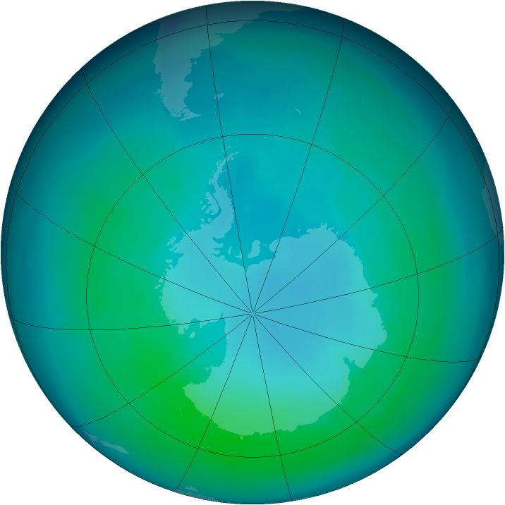 Antarctic ozone map for April 1999